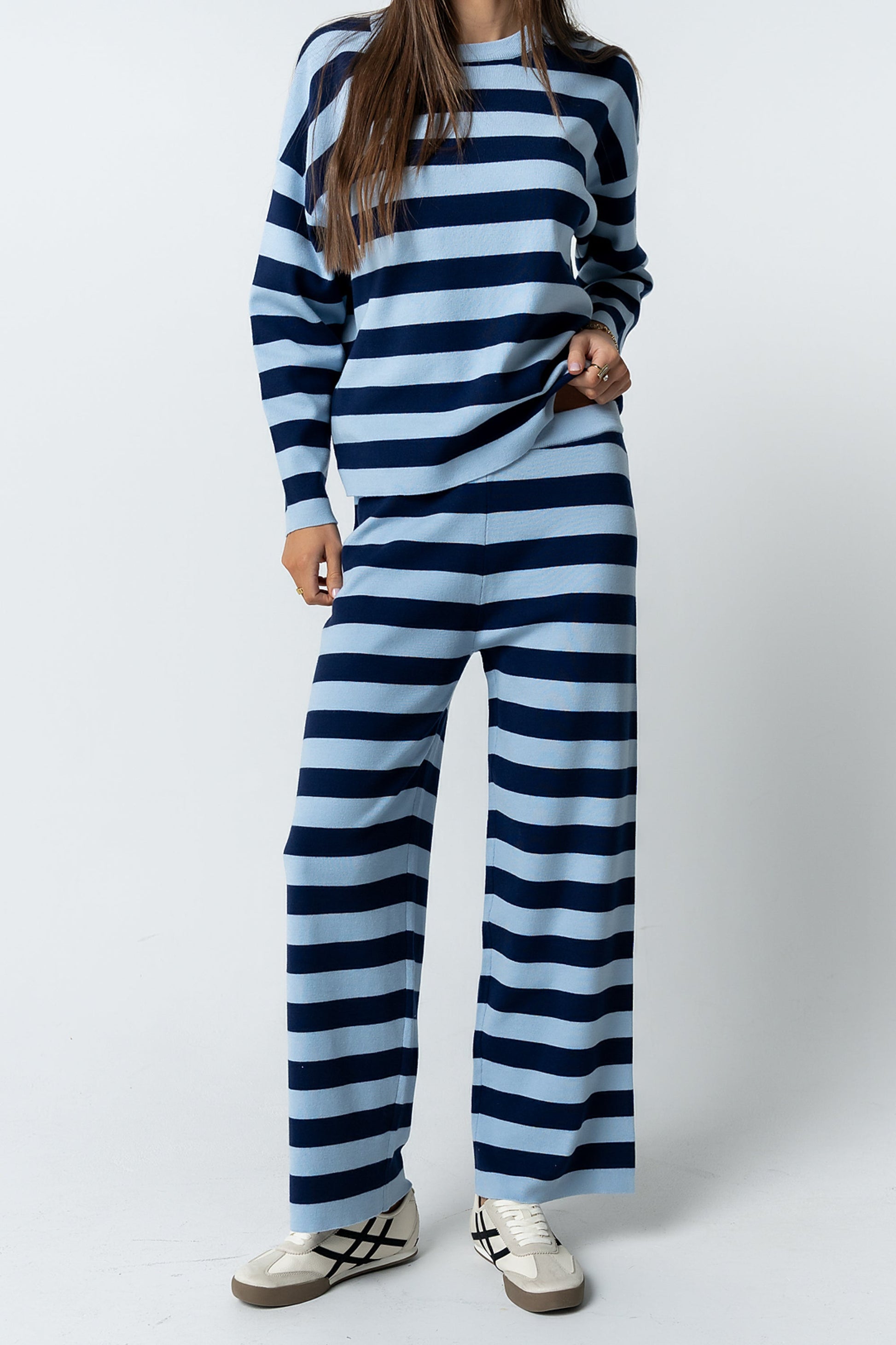 Joey Striped Wide Leg Pants in Navy - FINAL SALE