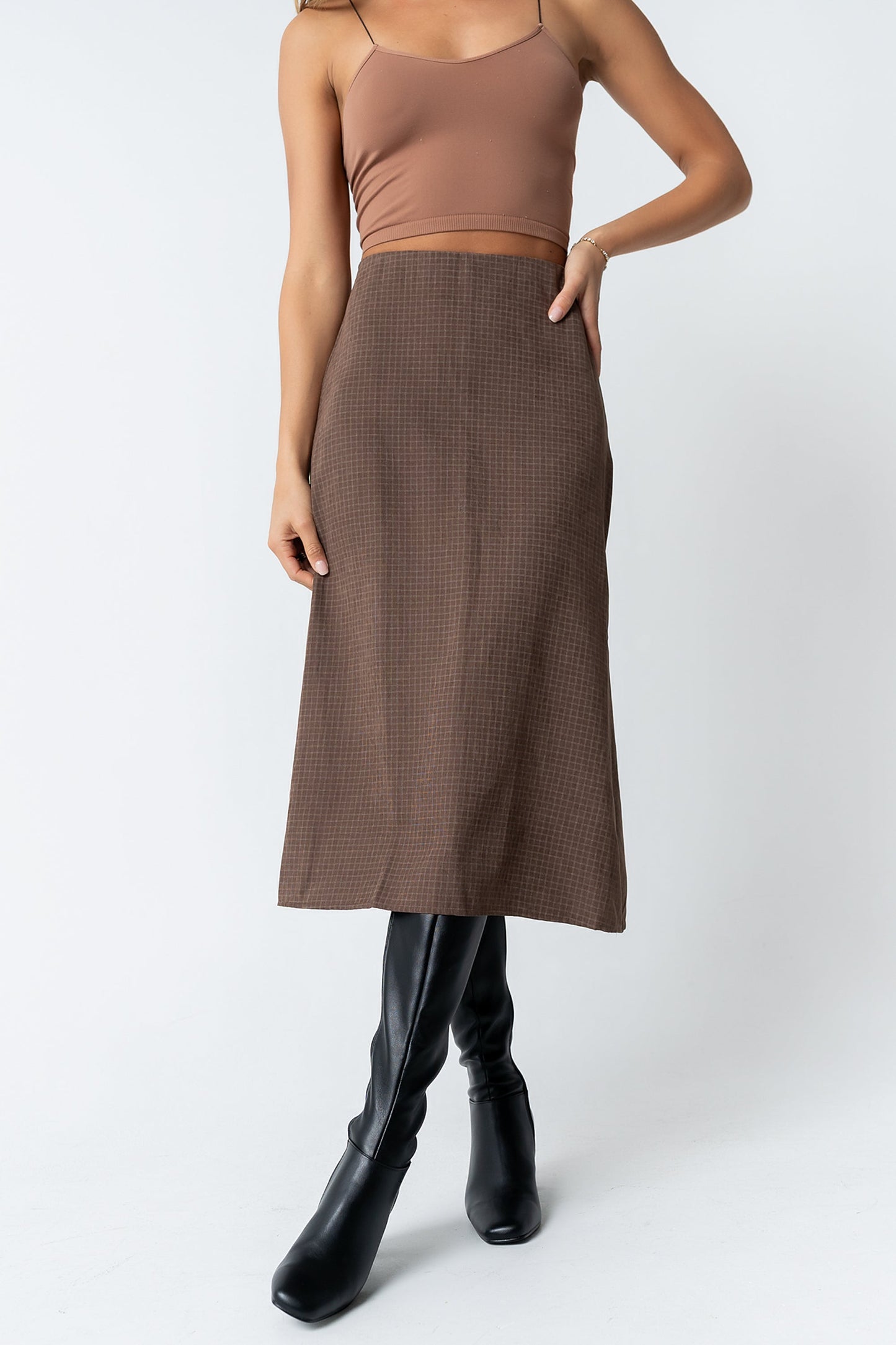 Miley Midi Skirt in Brown - FINAL SALE