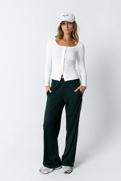 Avery Striped Pants in Green - FINAL SALE