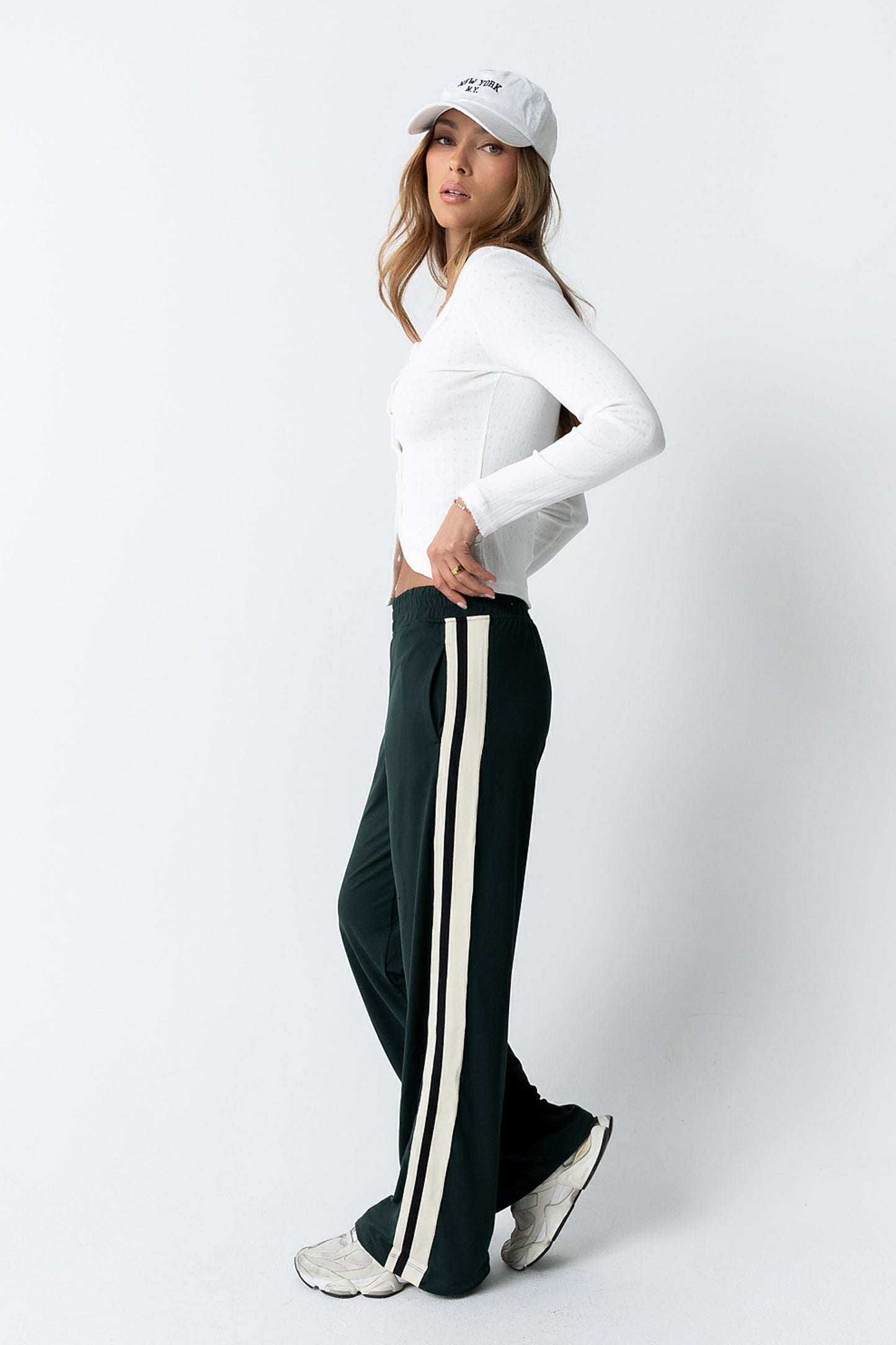Avery Striped Pants in Green - FINAL SALE