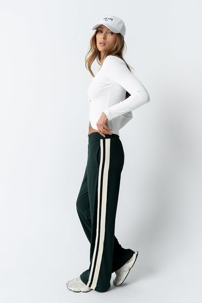 Avery Striped Pants in Green - FINAL SALE