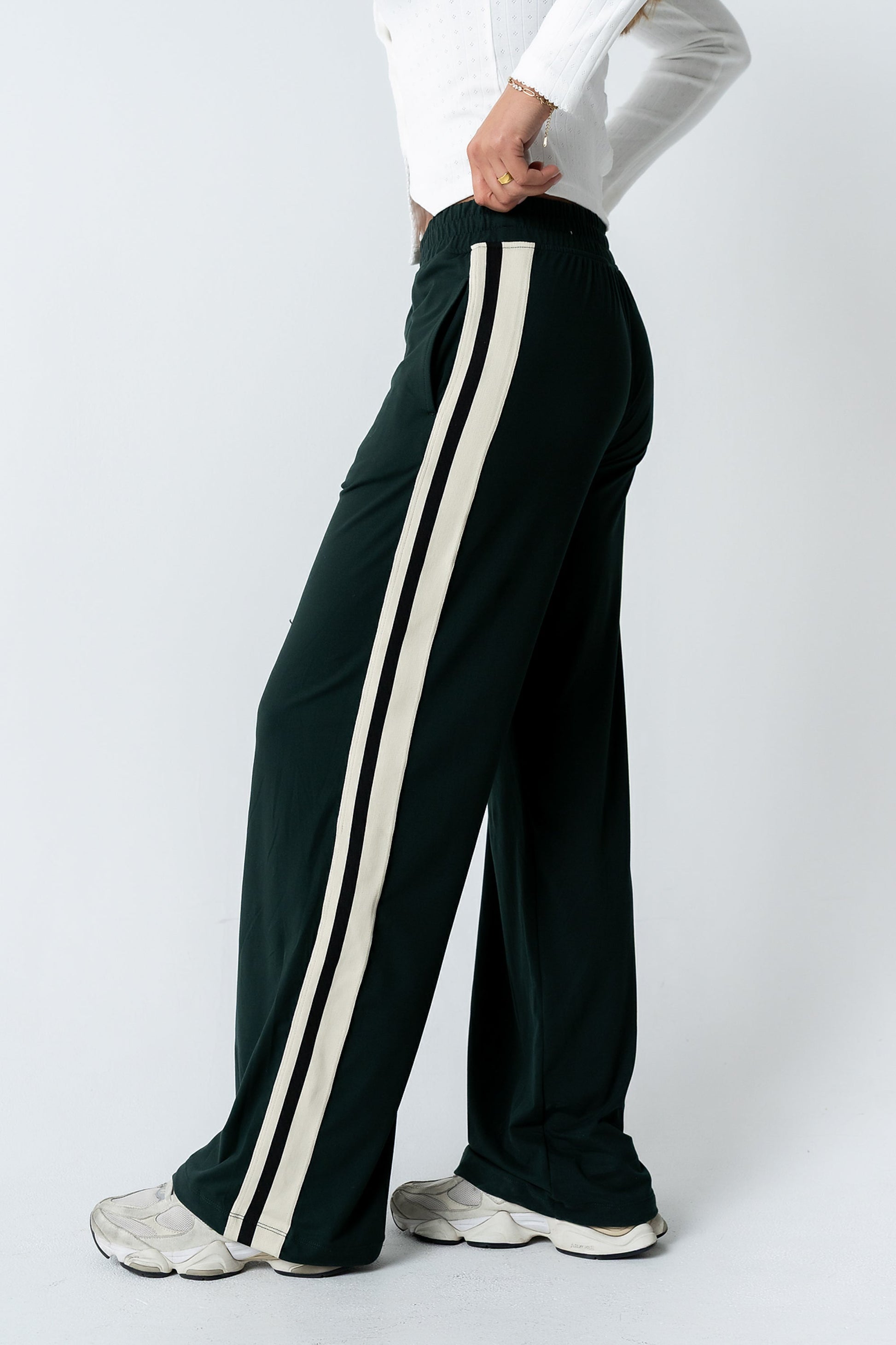 Avery Striped Pants in Green - FINAL SALE