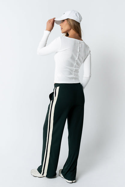 Avery Striped Pants in Green - FINAL SALE
