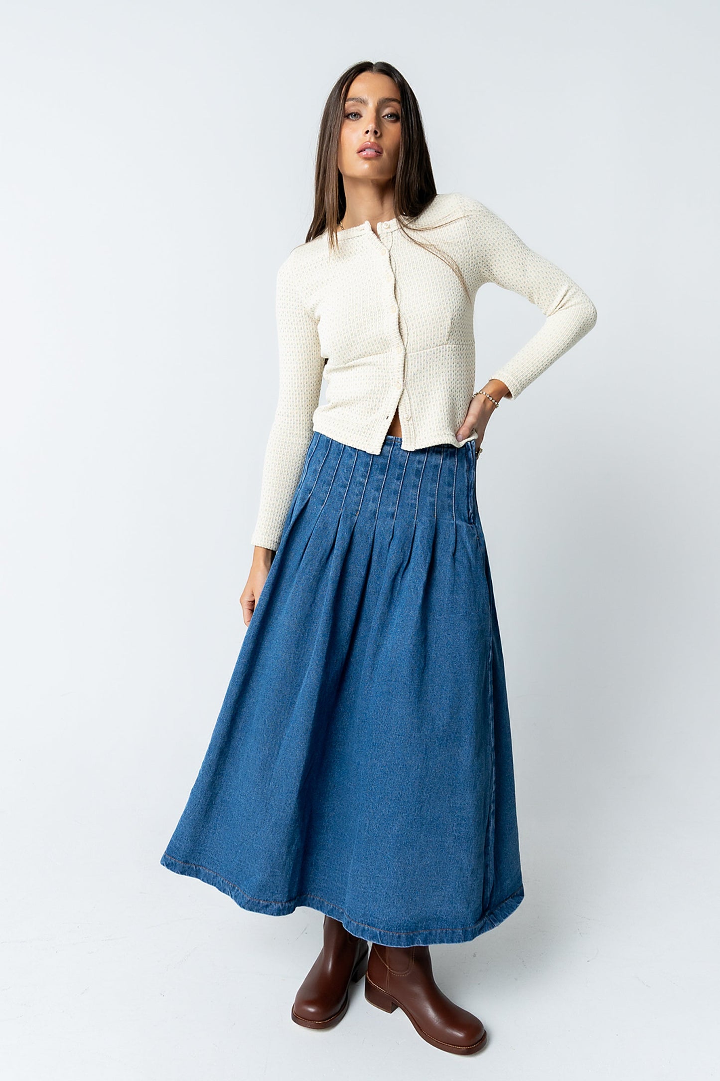 Mindy Button Front Sweater in Multi