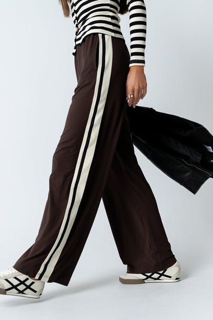 Avery Striped Pants in Brown - FINAL SALE