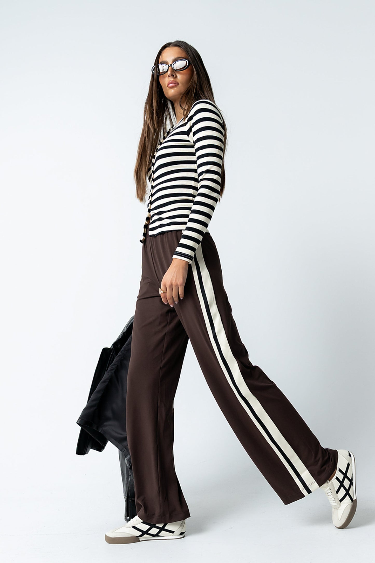 Avery Striped Pants in Brown - FINAL SALE