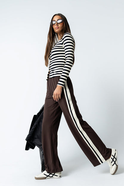 Avery Striped Pants in Brown - FINAL SALE