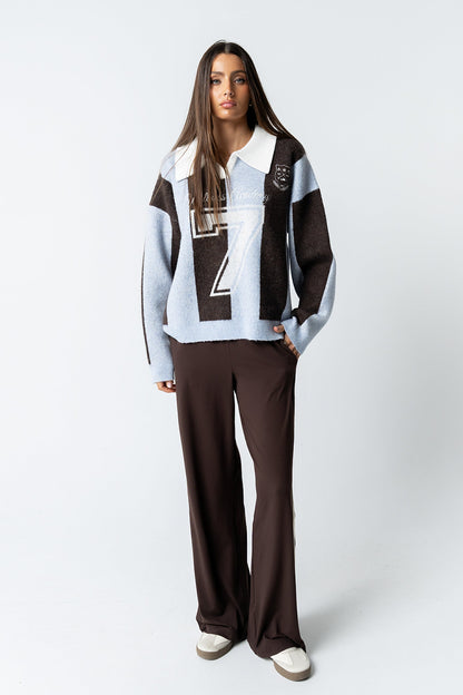 Avery Striped Pants in Brown - FINAL SALE