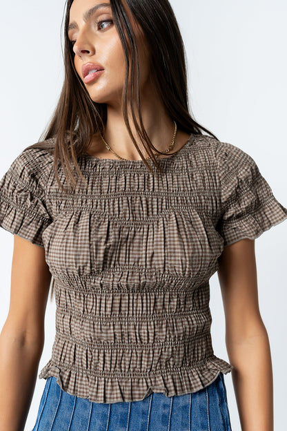Marta Smocked Blouse in Olive