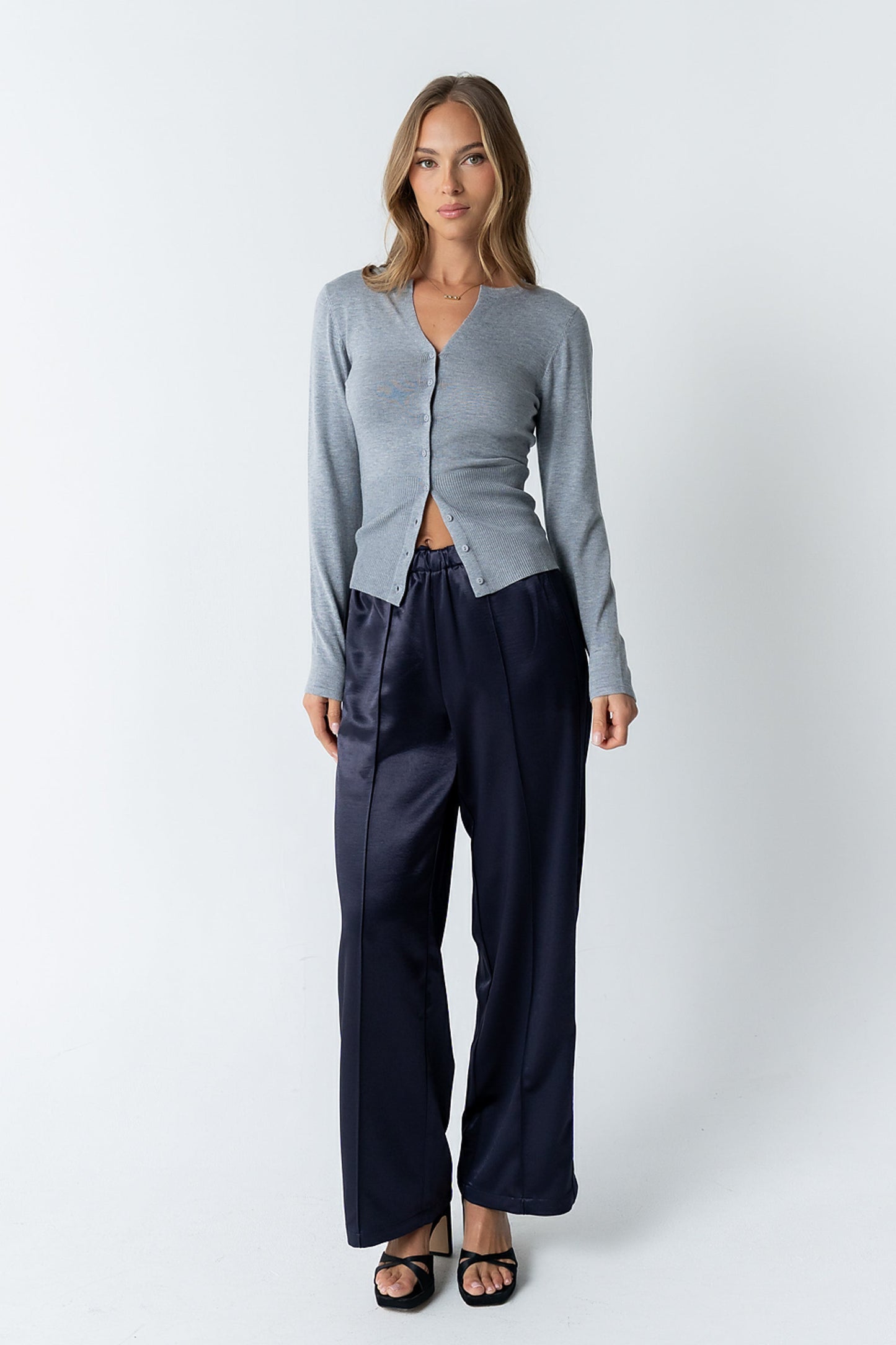 Flora Knit Top in Heather Grey