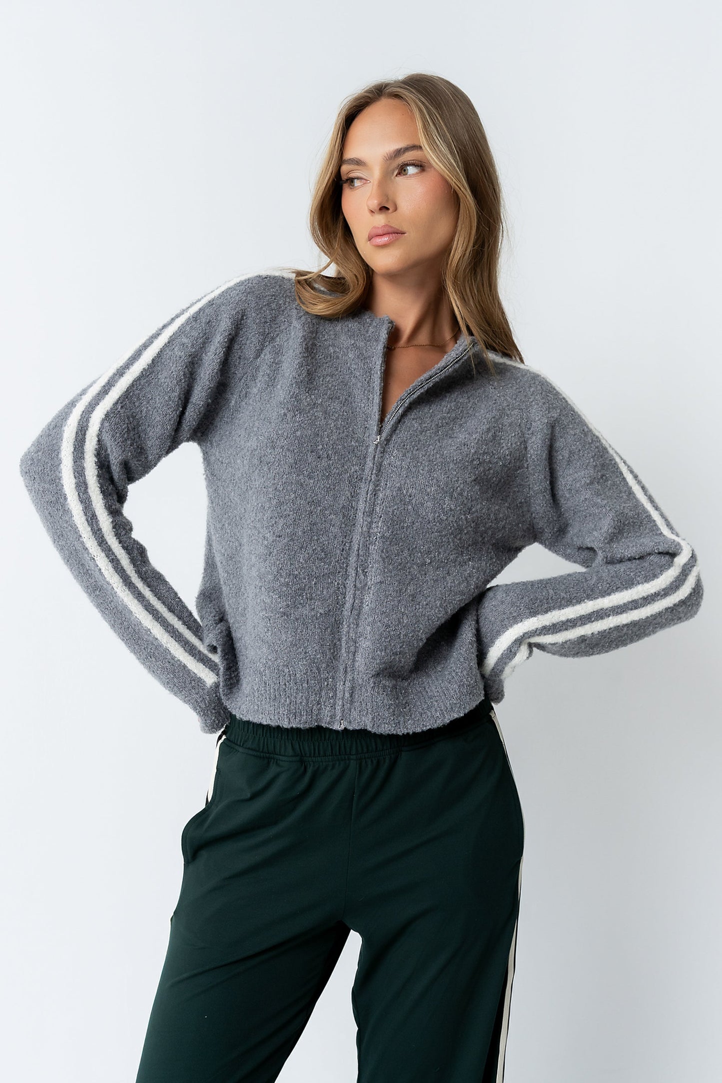 Joshua Striped Jacket in Heather Grey