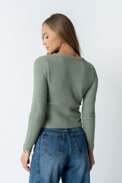 Mindy Button Front Sweater in Green