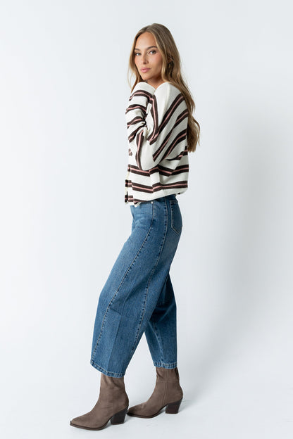 Mariah Striped Cardigan in Ivory - FINAL SALE