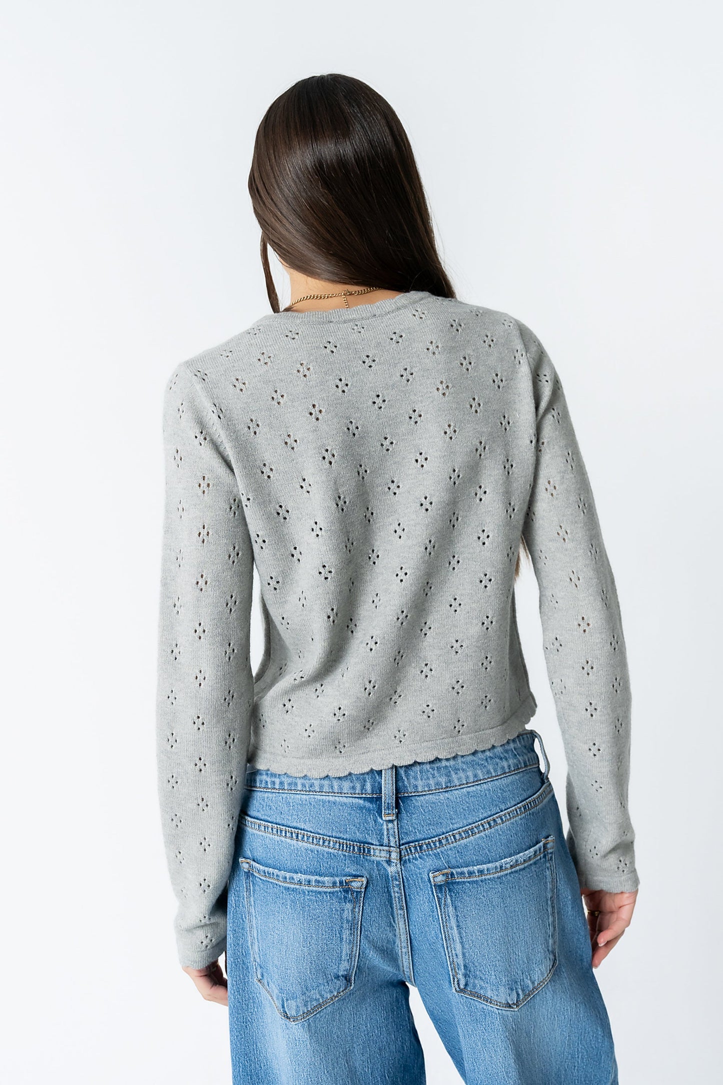 Kandy Scalloped Sweater in Grey