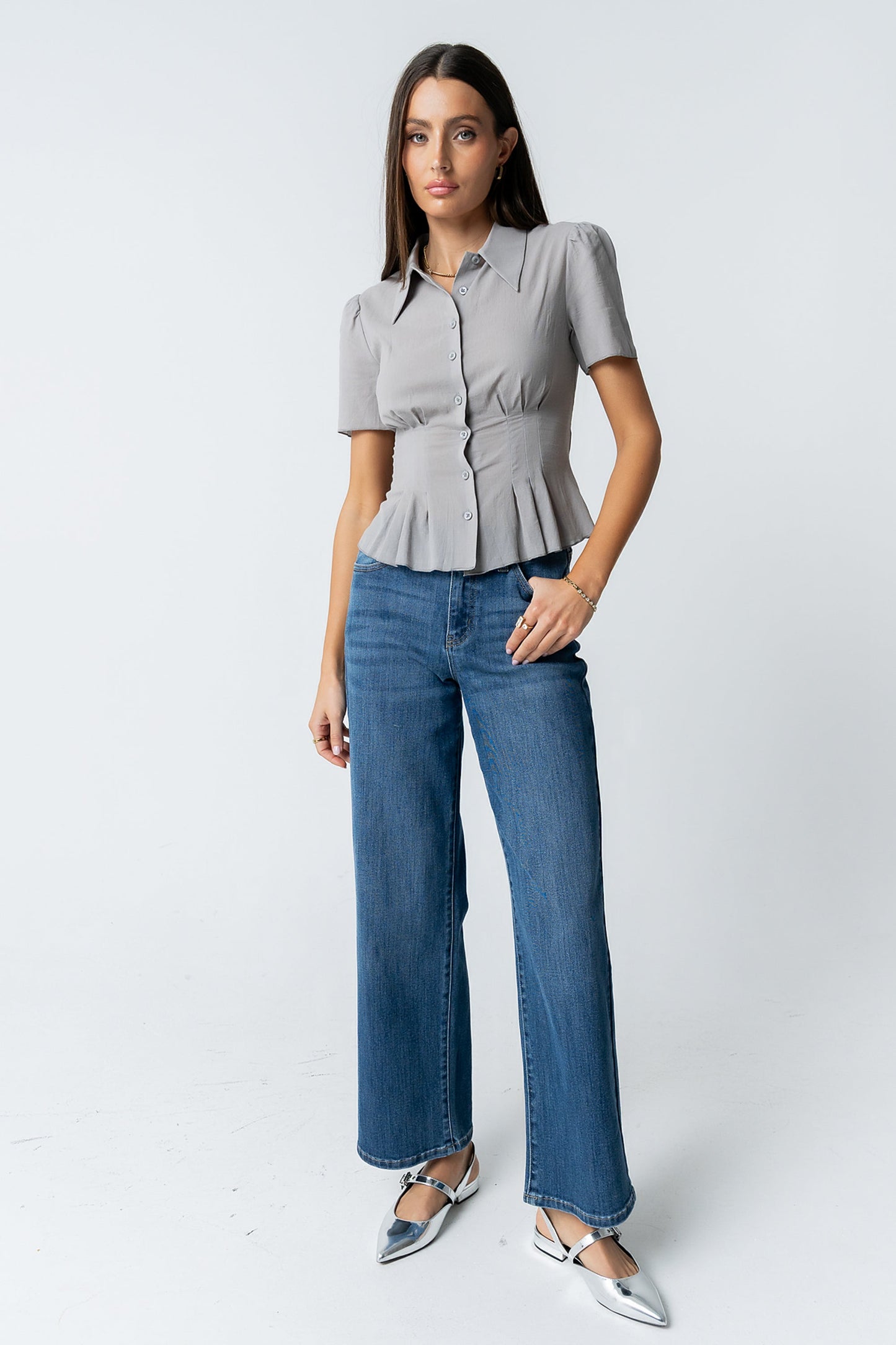 Mary Sheer Blouse in Grey