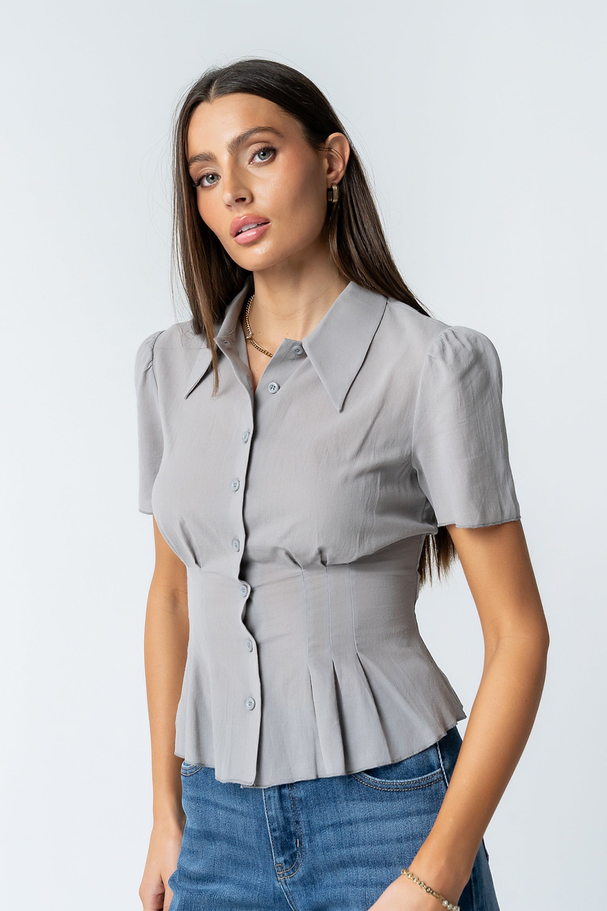 Mary Sheer Blouse in Grey