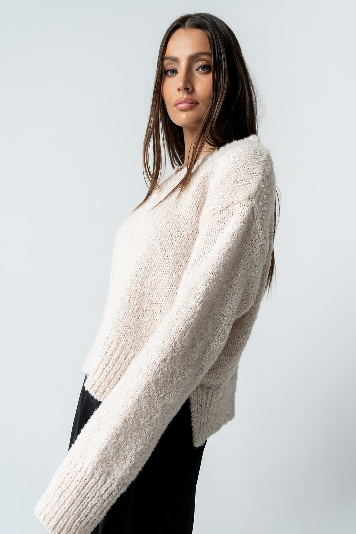Junie Fuzzy Sweater in Cream