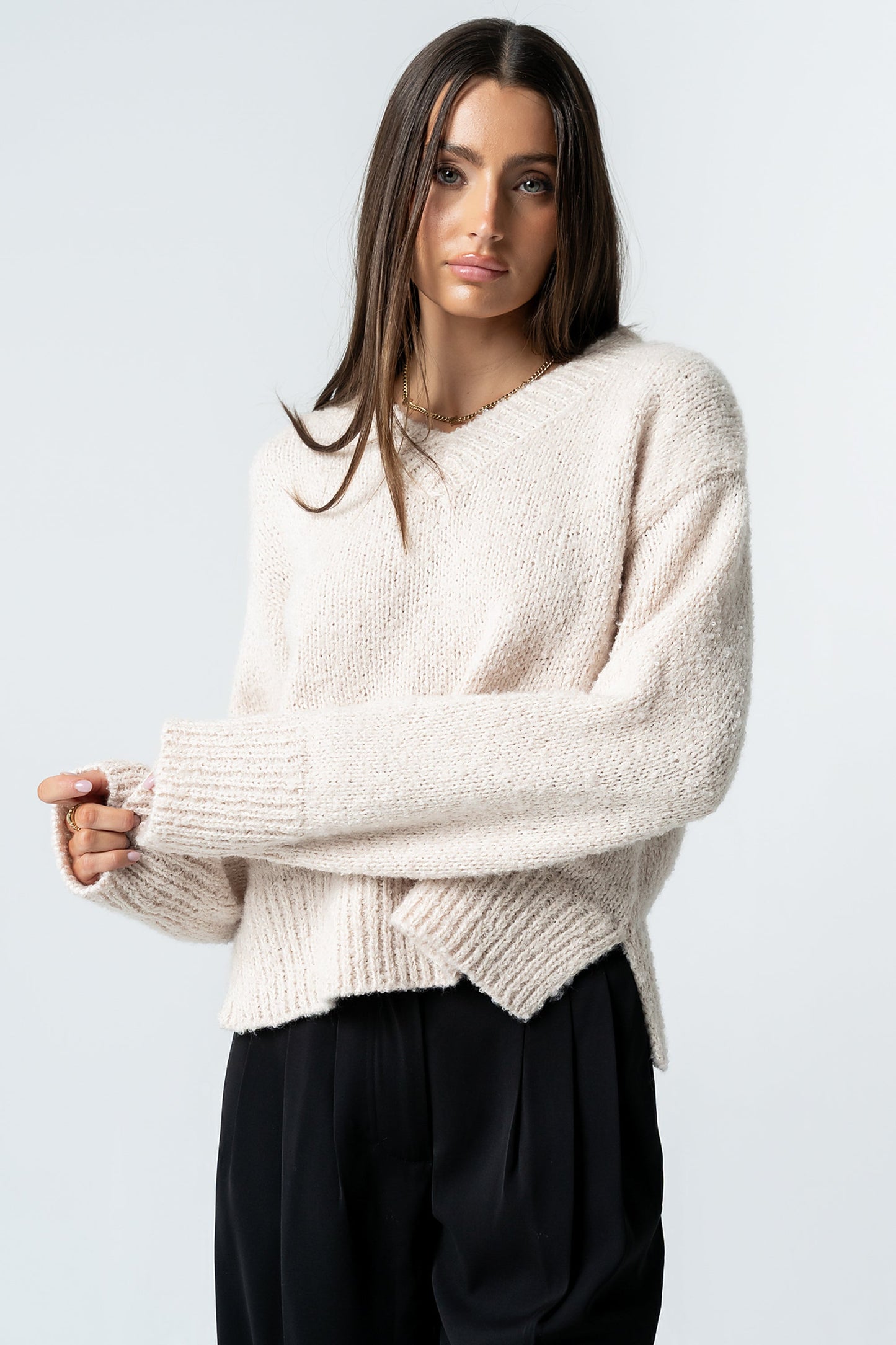 Junie Fuzzy Sweater in Cream