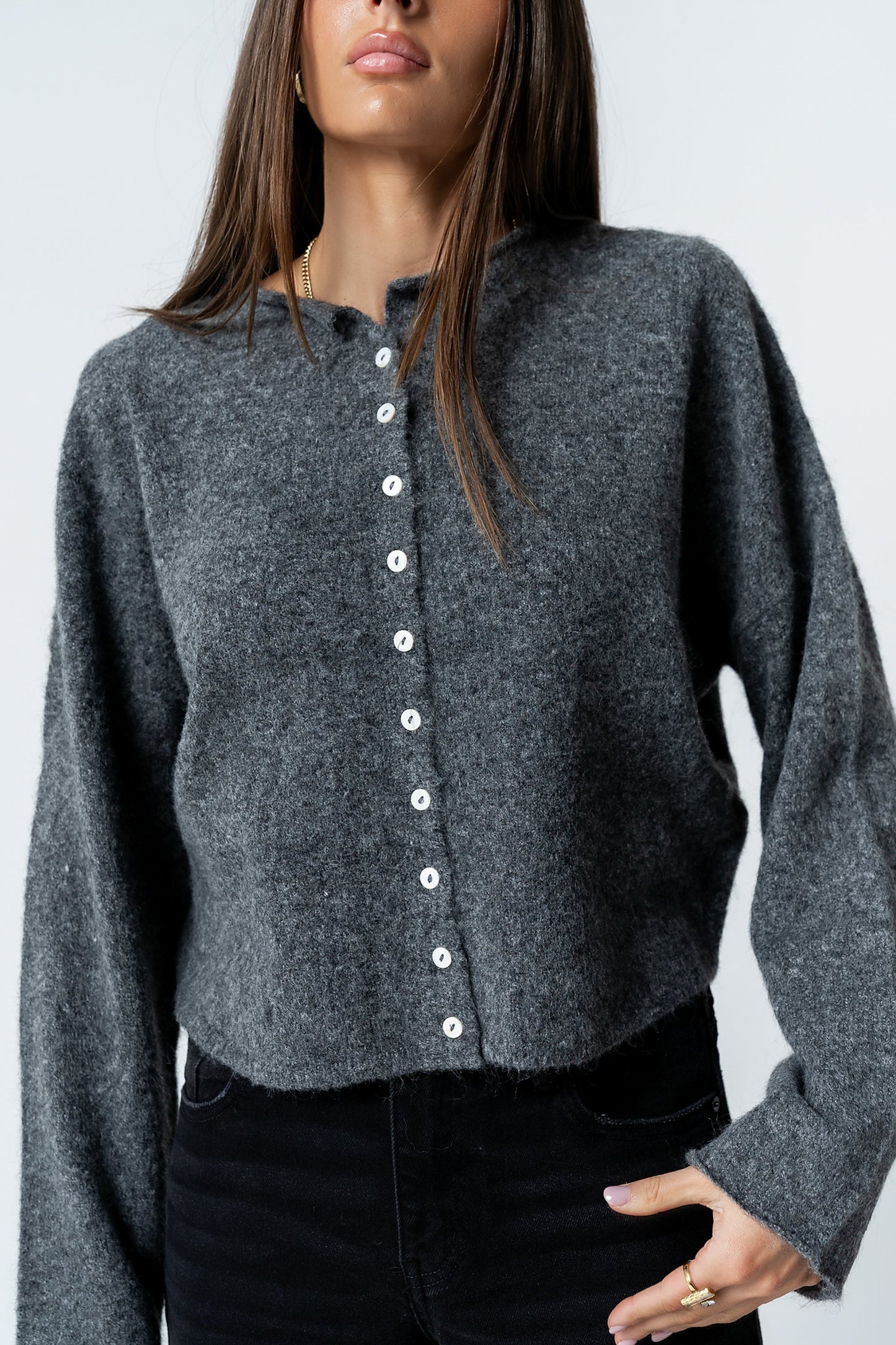 Maci Cardigan in Charcoal - FINAL SALE
