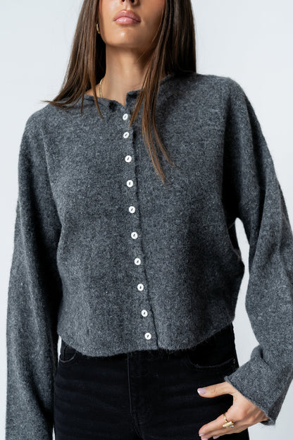 Maci Cardigan in Charcoal - FINAL SALE