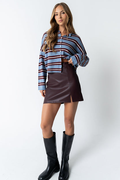 Mariah Striped Cardigan in Navy