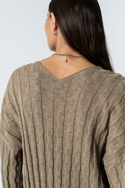 Eve Ribbed Duster in Taupe