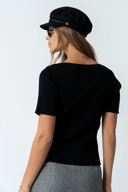 Waylen Ribbed Sweater in Black