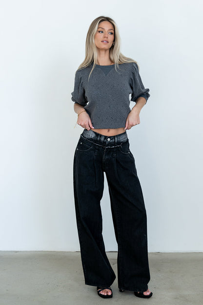 Marrel Textured Top in Charcoal