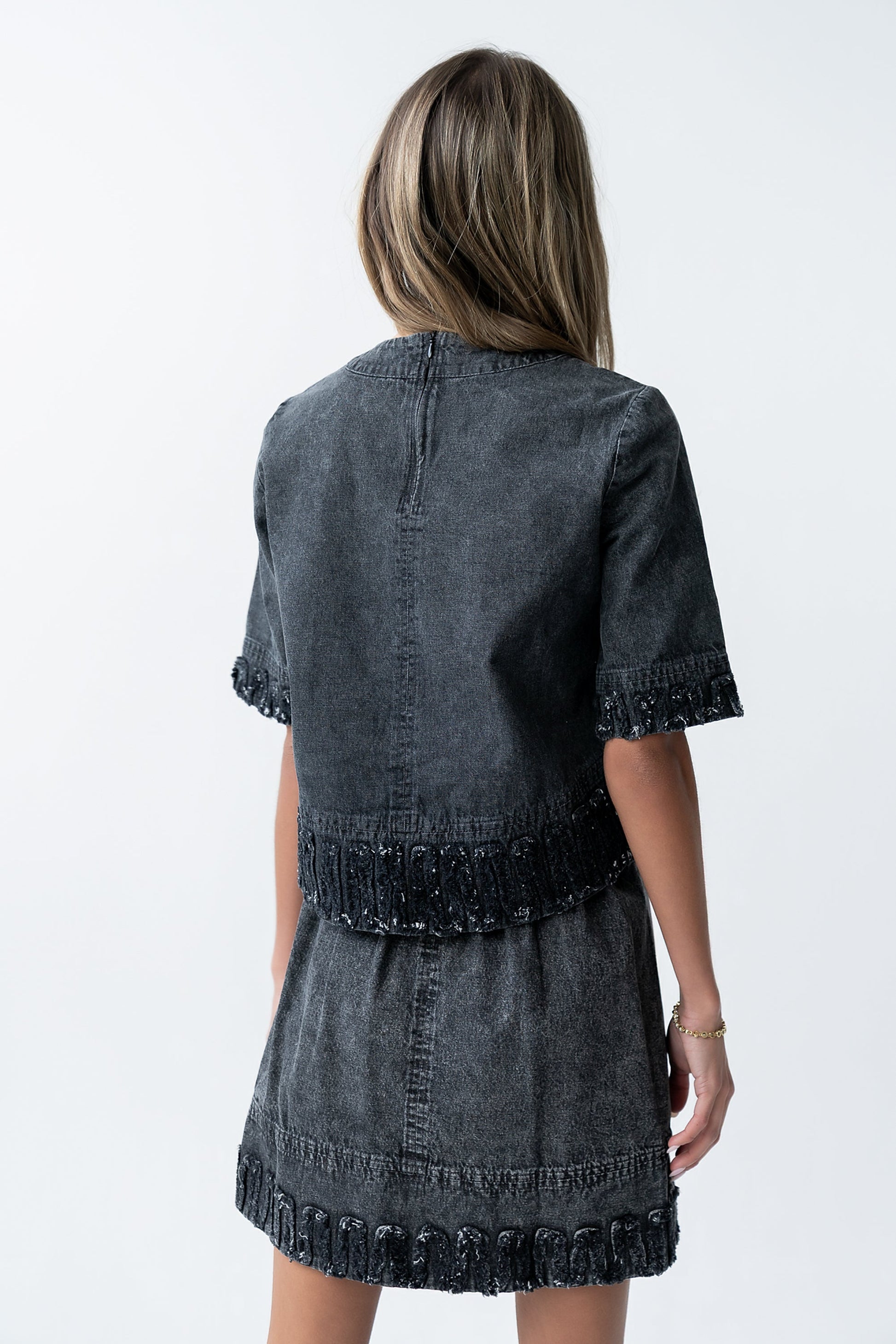Jana Denim Top in Black
