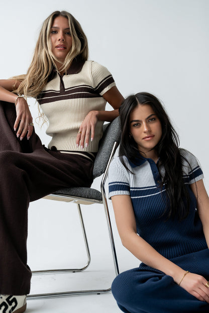 Brea Collared Sweater in Brown