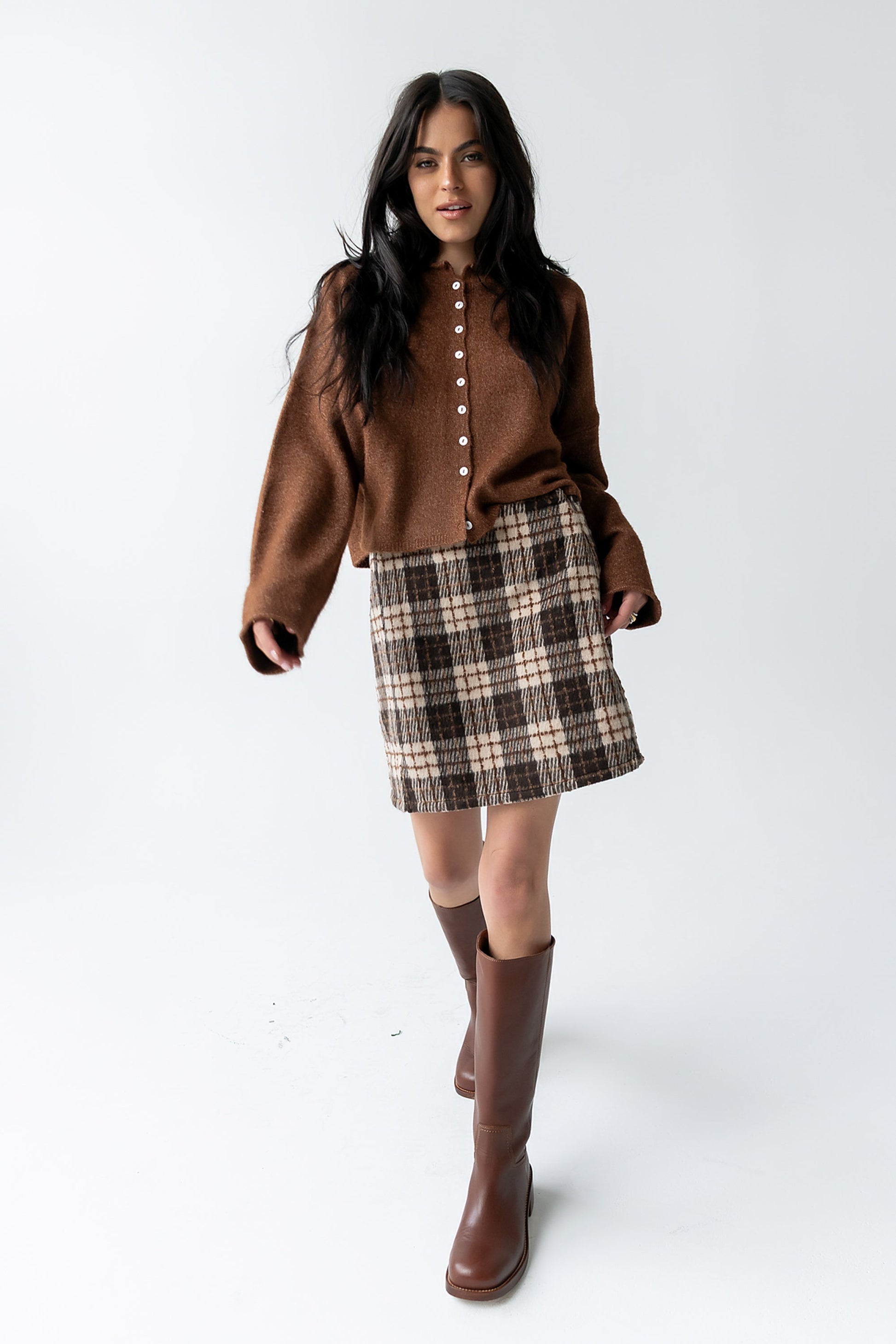 Maci Cardigan in Brown
