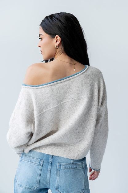 Kellie Contrast Sweater in Beige