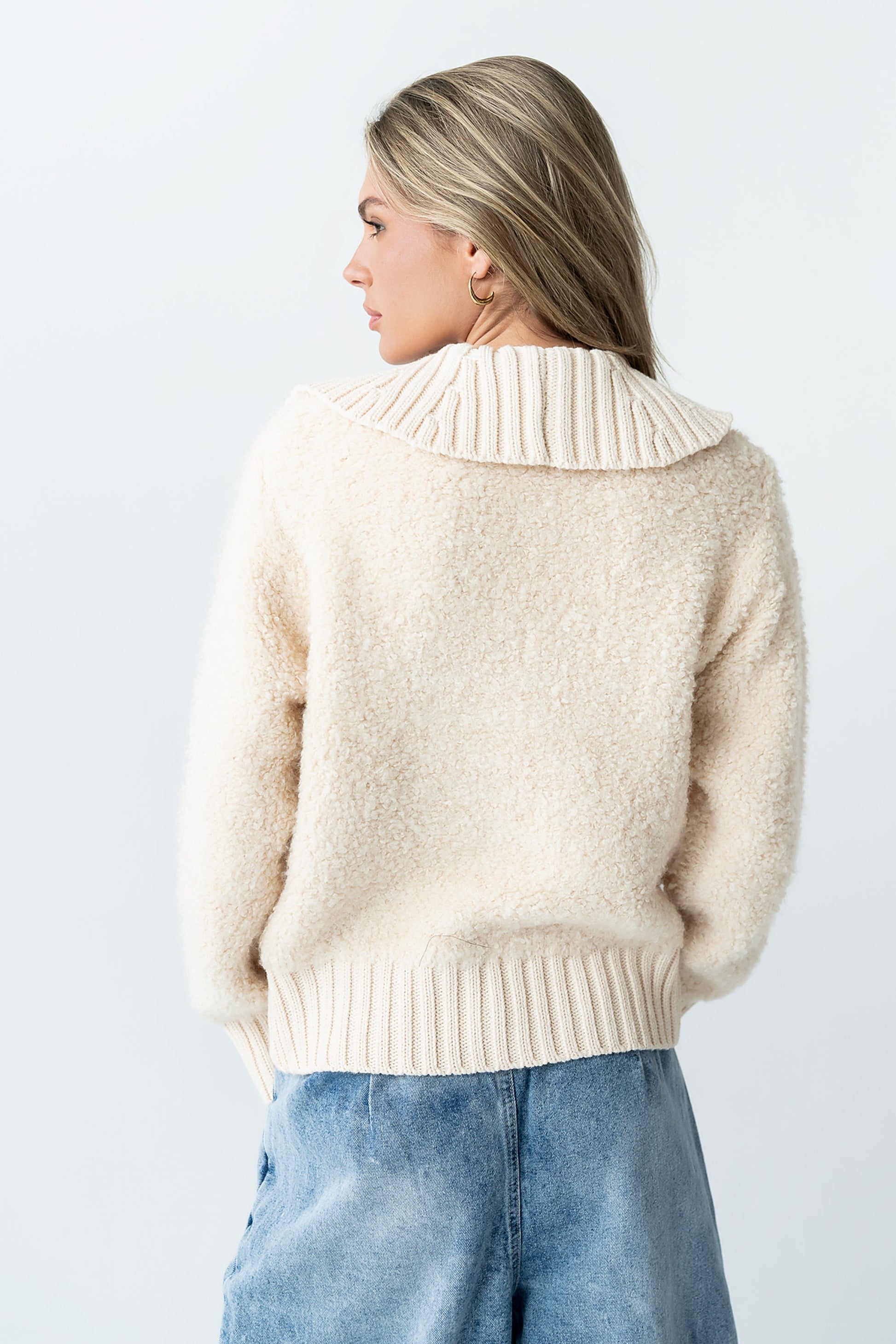 Jonah Collared Cardigan in Cream