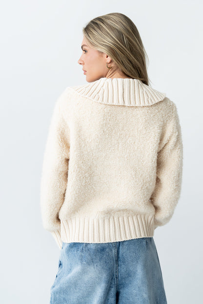 Jonah Collared Cardigan in Cream