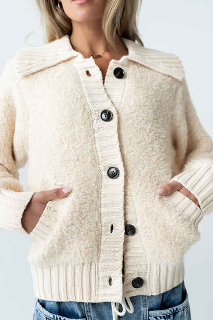 Jonah Collared Cardigan in Cream