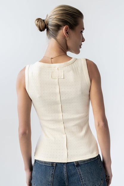 Apollo Knit Tank Top in Beige