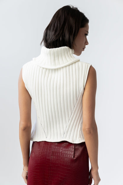 Timothy Sleeveless Sweater in Ivory