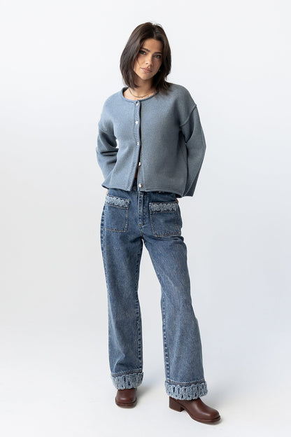 Carlie Knit Cardigan in Light Blue