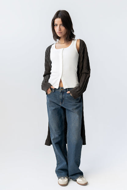 Eve Ribbed Duster in Olive