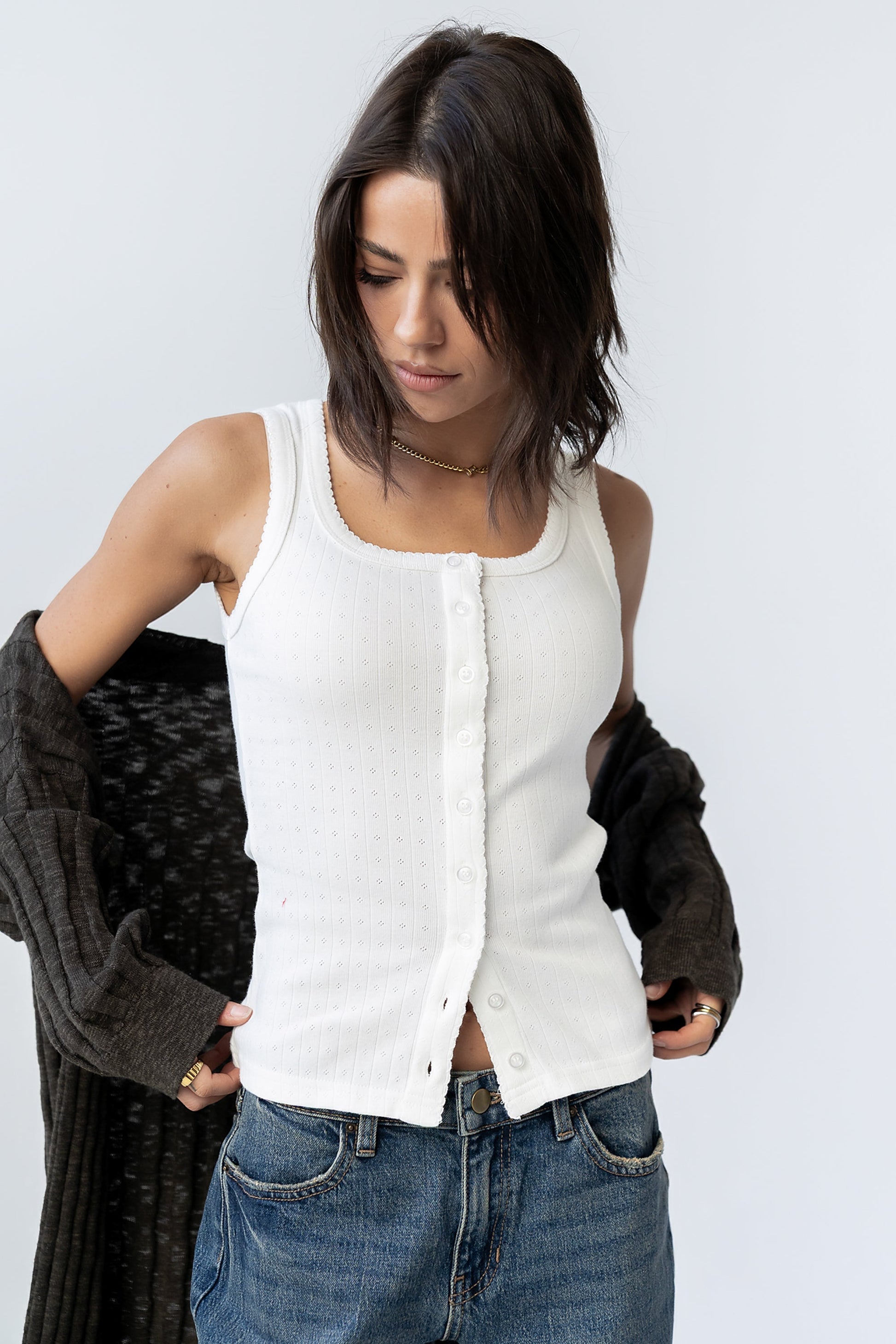 Apollo Knit Tank Top in White