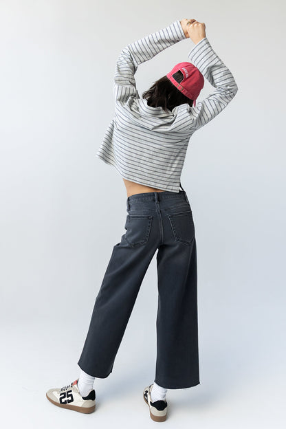 Kateri Striped Top in Heather Grey