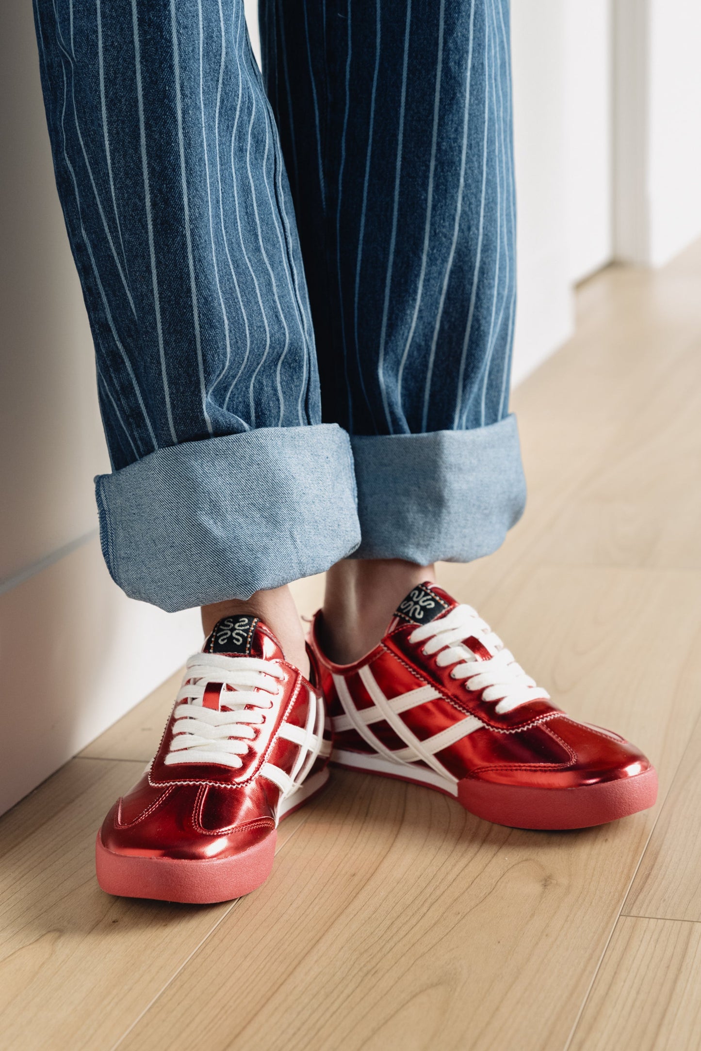 Polly Sneakers in Metallic Red