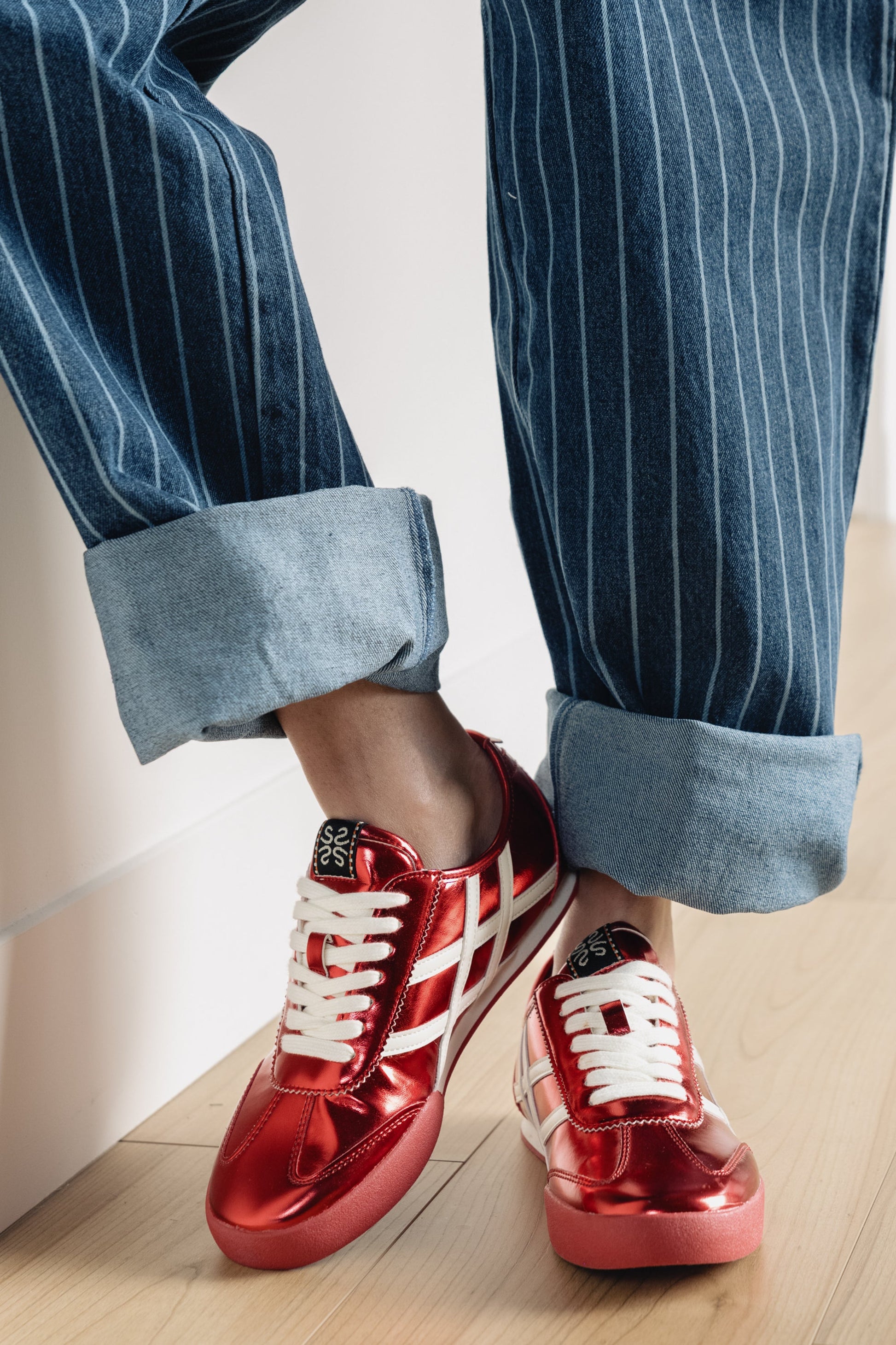 Polly Sneakers in Metallic Red
