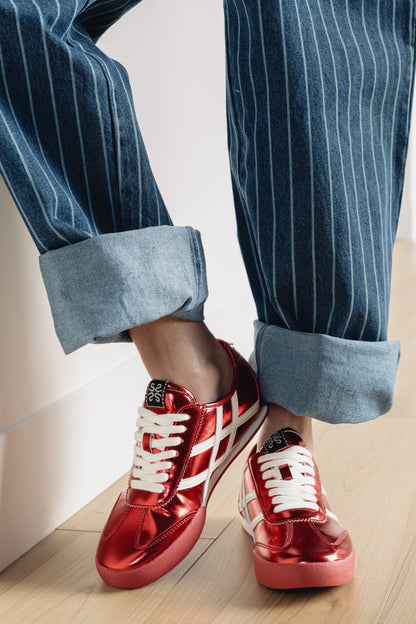 Polly Sneakers in Metallic Red