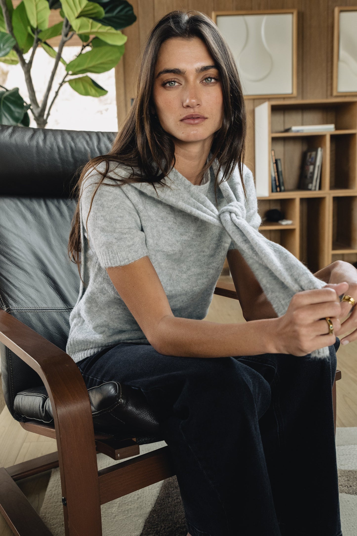 Cierra Tie Sweater in Grey