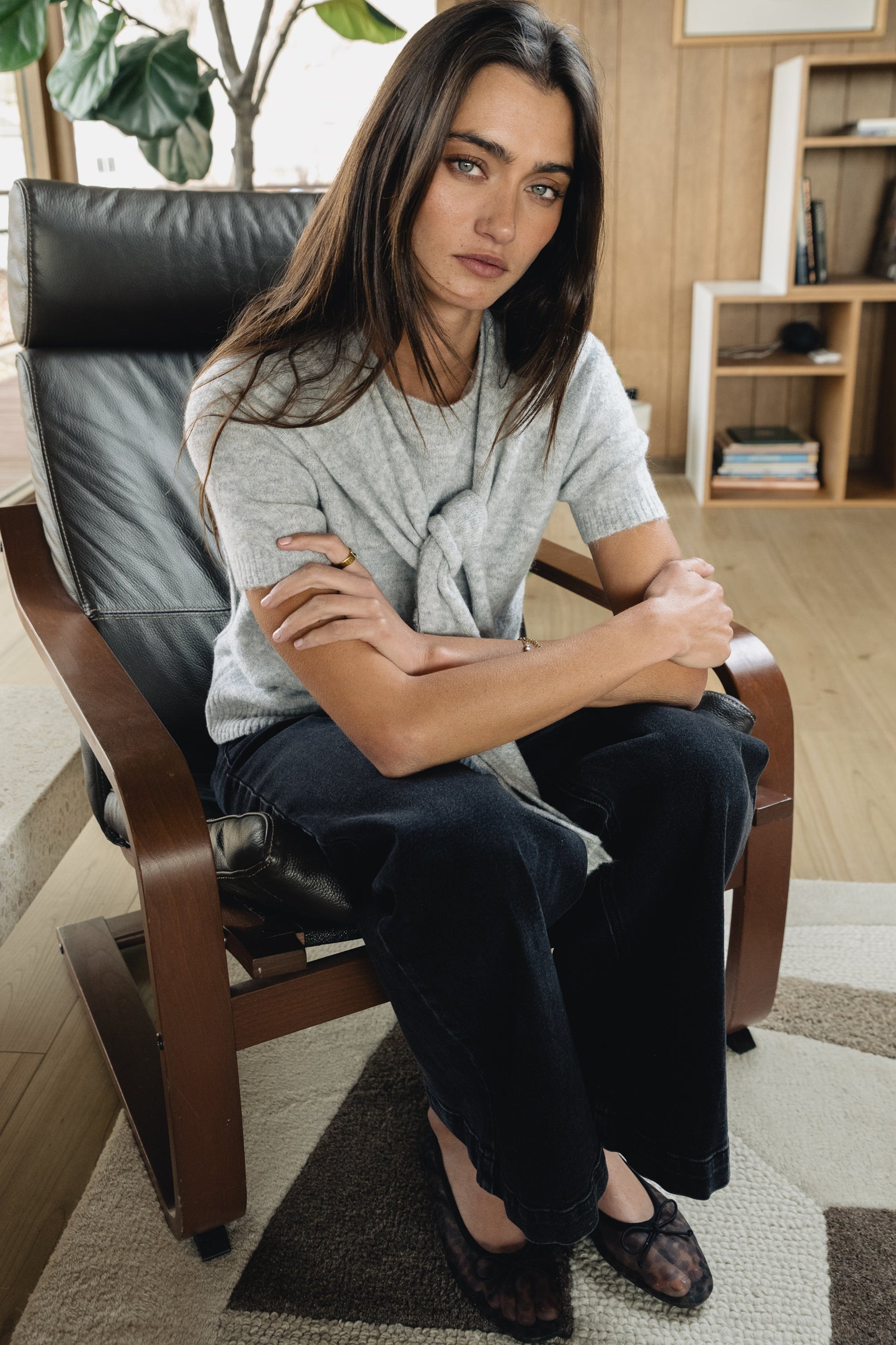 Cierra Tie Sweater in Grey
