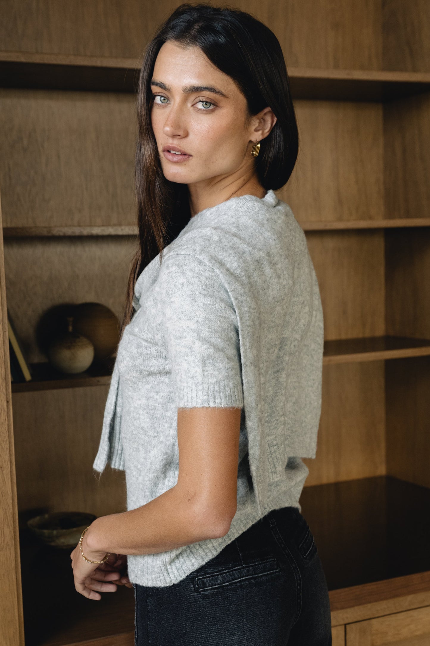 Cierra Tie Sweater in Grey