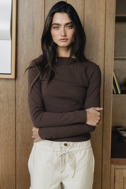 Becca Boatneck Top in Brown