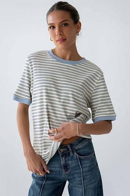 Jenna Striped Top in Blue - FINAL SALE