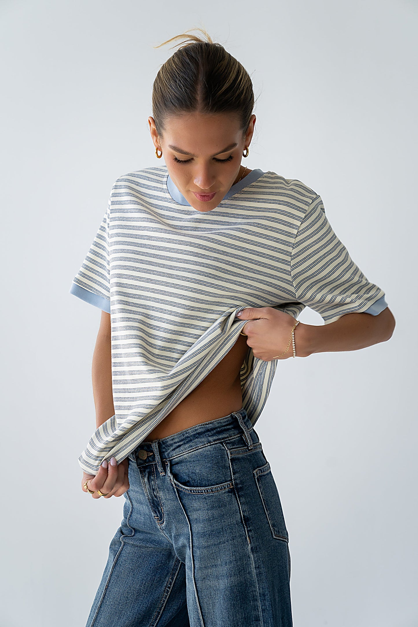 Jenna Striped Top in Blue - FINAL SALE